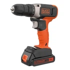 Дриль-шурупокрут акумуляторна BLACK+DECKER, 18 В/1,5 Ач Li-ion, 1-но швидкісний, акумулятор, 37 Нм, 0-600 об/хв., патрон 1-10 мм,