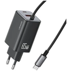 Сетевое зарядное устройство Usams JC Series PD/QC 65W USB-C | USB-A with Built-In USB-C Cable Black (CC266TC01)