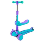 Детский самокат 3 в 1 Bambi SC2423 Purple-Turquoise складной, самокат-биговел "Краб" с светящимися PU колесами.