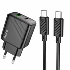 Мережевий зарядний пристрій Hoco CS23A 30Вт 2USB Type-C чорний для смартфонів та планшетів 100-240V