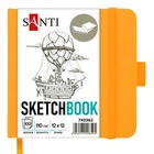Альбом для графики и скетча SANTI, 12*12 см., 100 листов, твердый переплет, Желтый, (743362)