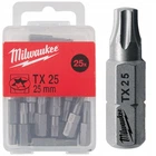 Бита MILWAUKEE, TX25, 25мм, (25шт), пластиковая коробка