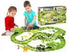 Автотрек Dinosaur Track Toys 360 см с динозаврами и гибкой трассой 240 деталей