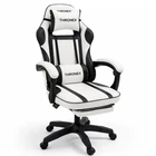 Геймерське крісло ThroneX Black & White Edition з масажною подушкою та підніжкою, до 130 кг