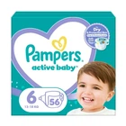 Дитячі підгузки Pampers Active Baby розмір 6 (13-18 кг), 56 шт Дитячі підгузники памперс з індикатором вологи та манжетами з подвійною щільністю Памперси преміум для дітей для нічного сну