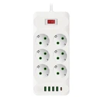 Мережевий подовжувач/фільтр/розгалужувач 3 м (D6) 6 розеток EU/4xUSB/1-PD (Type-C) (22)
