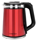 Електрочайник Liberton LEK-6826, Red/Black, 2000W, 1.8л, дисковий, подвійна стінка (нержавіюча сталь+скло), LED-підсвічування, автовідключення, індикатор включення, відкривання кришки ручне, шкала рівня води внутрішня
