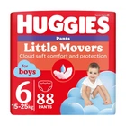 Детские подгузники-трусики Huggies Little Movers Pants для мальчиков, размер 6 (15-25 кг), 88 шт Детские одноразовые подгузники Pants с индикатором влаги и сухостью до 12 часов Памперсы трусиками пантс для детей