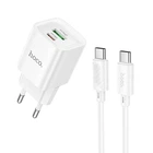Сітчастий зарядний пристрій з кабелем HOCO C147A Charm PD20W+QC3.0 charger set (C to C)(EU) білий