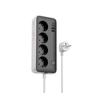 Сітковий підовжувач HOCO AC22 Sunlight 4-bit(PD30W/1C3A) desktop socket(EU/GER) (1.5m) чорний