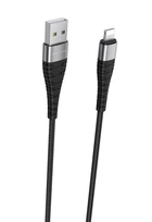 Кабель BOROFONE BX32 USB to iP 2.4A, 1m, нілон, алюміній+TPE connectors, чорний