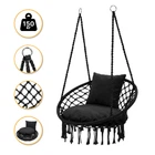 Подвесное плетеное кресло-качалка LEOBRO Boho Comfort XL 80 см Black (LB-1108)