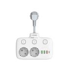 Сітковий фільтр LDNIO SE2435 перехідник 2EUх220V+3хUSB+1хType-C PD20W+QC3.0 10A розгалужувач трійник електричний з вимикачем та заземленням Білий