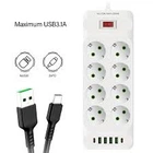 Мережевий подовжувач фільтр резвітлювач D10 5м, LED, 10-220V, 4-USB, 1-PD Type-C mel 7.8