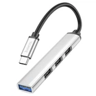 Хаб USB Hoco HB26 4 in 1 adapter(Type-C to USB3.0+USB2.0*3) Срібло