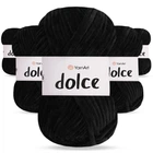 Упаковка YarnArt Dolce, Черный №742, 5шт - 5 мотков по 100 г 120 м, плюшевая пряжа для игрушек, пледов и аксессуаров, 100% микрополиэстер