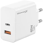 Зарядное устройство Grand-X GaN 65W CH-960W Type-C + USB-A White