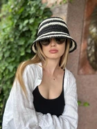 Панама із соломи жіноча трендова One size чорно-біла
