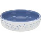 Миска Trixie для котов короткоморных пород Hello my little cat синяя/белая керамическая 15 см 300 мл
