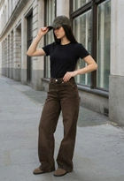 Джинси жіночі стаф коричневі широкі штани класичні Staff 2511 brown wide leg 36 (385640)