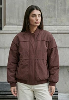 Жіноча куртка стаф коричнева оверсайз з капюшоном Staff ok brown oversize M-L (387053)