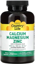 Мінерали Country Life Calcium Magnesium Zinc 250 таблеток (CLF-02604)
