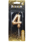 Свеча для торта Pelican "4" 6см золотой 3873