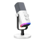 Микрофон Fifine AmpliGame AM8W White, Динамический, Кардиоидный, USB подключения, Plug & Play, RGB подсветкой