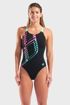 Купальник закритий для жінок Arena GRAPHIC SWIMSUIT SWIM PRO L Чорний, Блакитний, Рожевий 42 (010809-580 42)