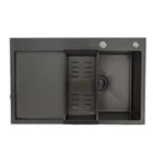Кухонна мийка GAPPO GS7850-6R 780x500 мм, поверхня PVD, чорна