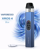 Pod-система многоразовая Vaporesso XROS 4 Blue синяя Сигарета электронная на 1000 мАч dtqg до 30 Вт LED-панель быстрая зарядка