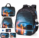Ортопедический рюкзак школьный 6 в 1 для мальчика School Standard 38х30х18 см с Машиной для младших классов (SET 150-36)