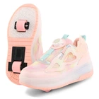 Роликовые кроссовки с подсветкой для девочек на двух колесах SP-Sport Angel 6885 размер 33 Light Pink
