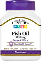 Омега 3 21st Century Omega-3 Fish Oil 1000 мг 60 капсул