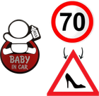 Набір наліпок на автомобіль XoKo Дитина в авто Обмеження швидкості 70 км/год Туфля 3 шт (XK-BBIC-70-TUF)