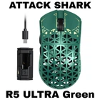 Ігрова Мишка ATTACK SHARK R5 ULTRA Green КАРБОНОВИЙ Корпус Безпровідна Трирежимна 2.4G/Bluetooth/Кабель, 8000Hz, PAW3950MAX, 42000 DPI, 39 грам Ультралегка