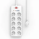 Сетевой удлинитель WIWU Wi-S008 14в1 GaN 3680W 10xAC + 2xUSB-A + 2xUSB-C PD20W кабель 2м White (6977703656268)