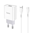 Зарядное устройство HOCO C81A Asombroso 10.5W 1xUSB Type-A с кабелем USB-A to Type-C белый (C9ABEA811701)