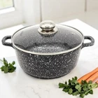 Казанок Styleberg ST 1.6 л 18 см гранитный антипригарный, кастрюля со стеклянной крышкой (9ІО3)