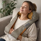 Массажер для шеи, плеч, спины и пояса роликовый с подогревом Massager of Neck Kneading, электрическая массажная накидка для расслабления мышц от сети и автомобильного прикуривателя DL27-Beige/Orange