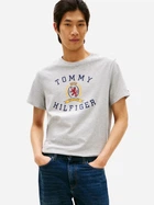 Футболка хлопковая длинная мужская Tommy Hilfiger Xm04438-P8F(Grey Heather) 2XL Серая с принтом (198296685237)