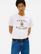 Футболка хлопковая длинная мужская Tommy Hilfiger Xm04438-Ycf(Optic White) 2XL Белая с принтом (198296697834)