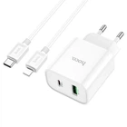 Мережевий зарядний пристрій з кабелем HOCO C80A Plus Rapido PD20W+QC3.0 charger set(C to iP) White