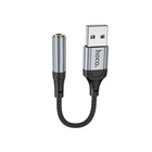 Аудiокабель HOCO LS36 USB-A to 3.5mm female, nylon braid, 0,12m, Black