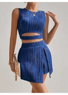 Костюм (топ, спідниця-шорти) SHEIN M Синій sz2312232377140878