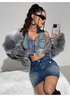 Костюм(жилетка,юбка) SHEIN XL Синий sz2309054257554928