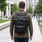 Рюкзак для ноутбука унисекс из полиэстера с эко-кожей Rolltop до 15 6 дюймов черный 59331