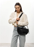 Женская поясная сумка бананка из натуральной кожи SAMBAG Черная (546303821)