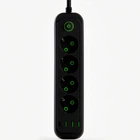 Мережевий фільтр-подовжувач 5 розеток 3 USB-A 1 USB-C 5 метрів 2500 Вт чорний HP-5-40