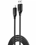 Кабель USB Micro 2.4A 1м чорний нейлоновий для заряджання та синхронізації XO NB235 Zebra